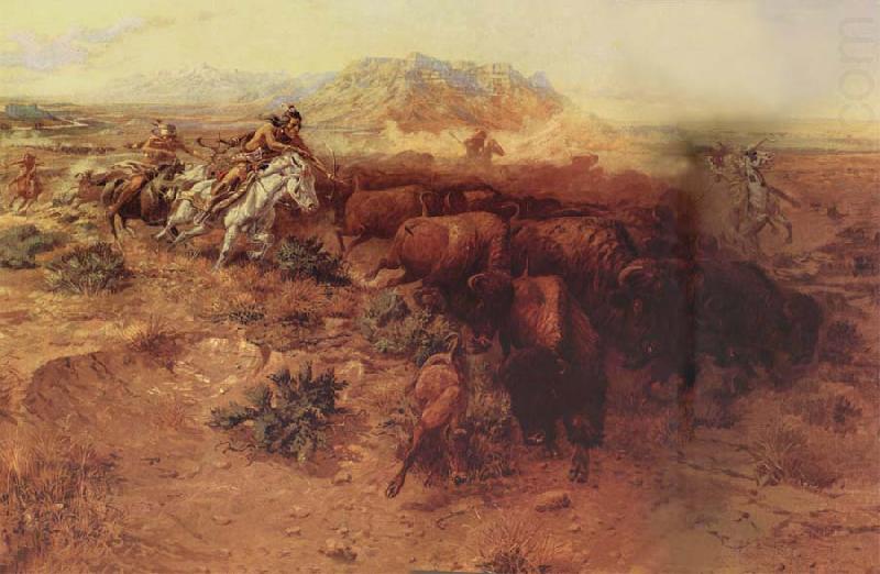 Charles M Russell The Buffalo hunt china oil painting image